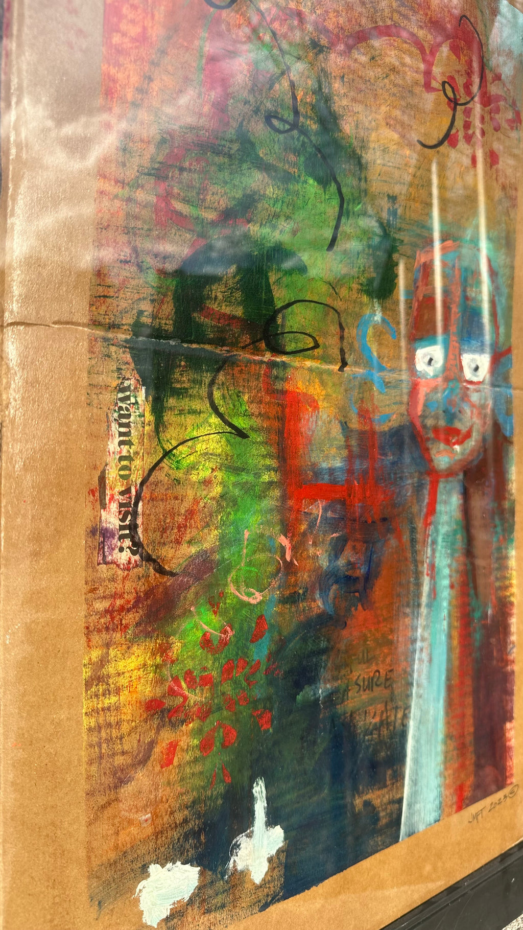 Abstract painting with a textured surface